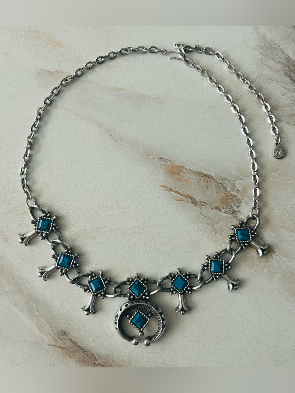 Vintage Silver Toned Squash Blossom Necklace